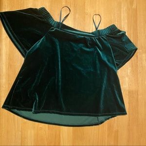 Off the shoulder green top